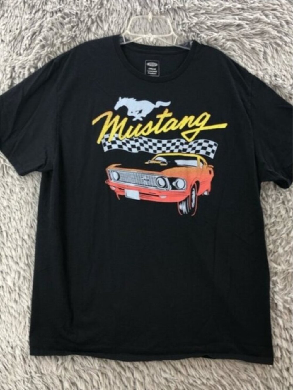 Ford Tshirt Unisex 2X Mustang Logo Spellout Graphic Black Short Sleeve Shirt